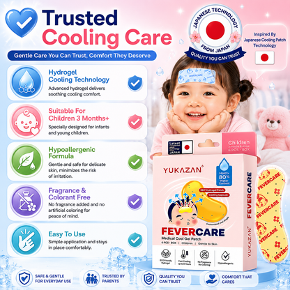 Yukazan Kids FeverCare Cool Gel Patch (6's) – Relieve Fever Fast, Gentle to Skin