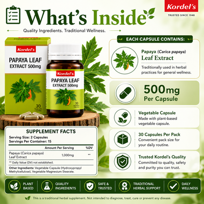 Kordel’s Papaya Leaf Extract 500mg