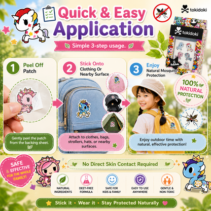 Tokidoki Mosquito Repellent Patch | Natural | DEET-Free Non-Toxic | Kids Safe