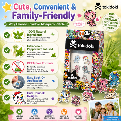 Tokidoki Mosquito Repellent Patch | Natural | DEET-Free Non-Toxic | Kids Safe