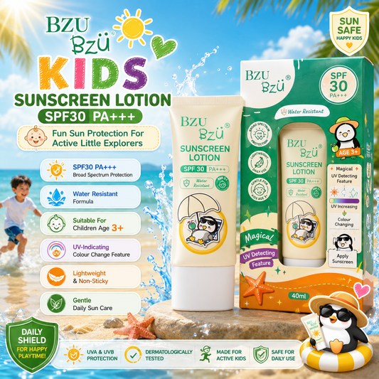 BZU BzÜ Kids Sunscreen Lotion SPF30 PA+++ | Water Resistant | Age 3+ | UVA & UVB Protection | 40ml