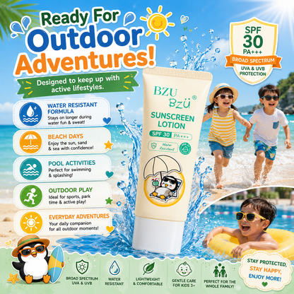 BZU BzÜ Kids Sunscreen Lotion SPF30 PA+++ | Water Resistant | Age 3+ | UVA & UVB Protection | 40ml