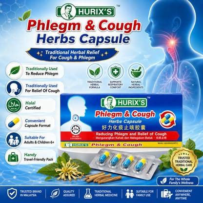 Hurix’s Herbal Capsule for Phlegm & Cough 6s | Fast Relief Natural Remedy