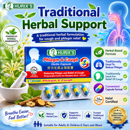 Hurix’s Herbal Capsule for Phlegm & Cough 6s | Fast Relief Natural Remedy