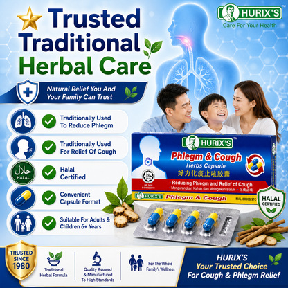 Hurix’s Herbal Capsule for Phlegm & Cough 6s | Fast Relief Natural Remedy