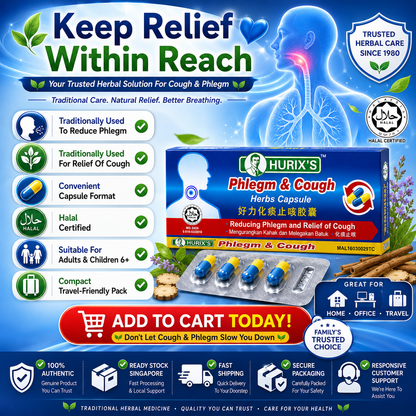 Hurix’s Herbal Capsule for Phlegm & Cough 6s | Fast Relief Natural Remedy
