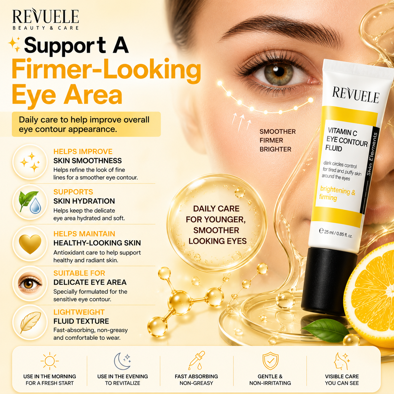 Revuele Vitamin C Eye Contour Fluid 25ml – Brightening, Firming & Anti-Dark Circles