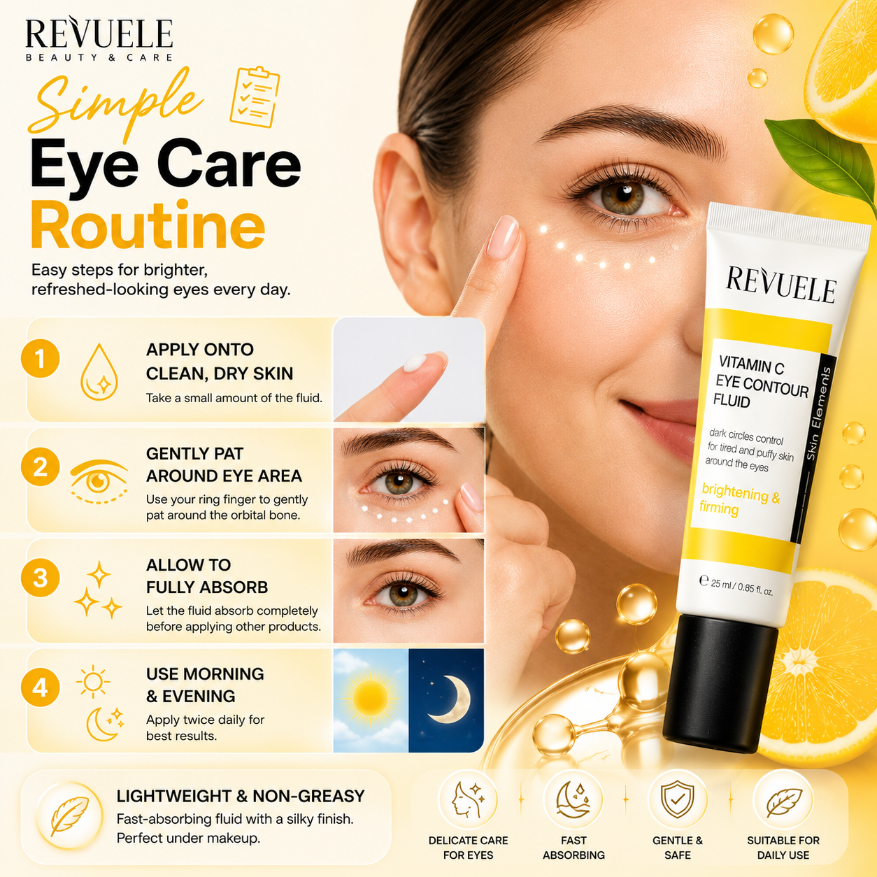 Revuele Vitamin C Eye Contour Fluid 25ml – Brightening, Firming & Anti-Dark Circles