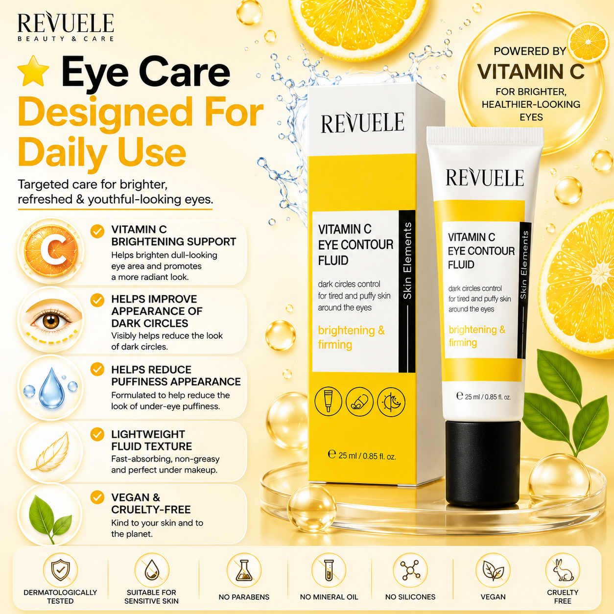 Revuele Vitamin C Eye Contour Fluid 25ml – Brightening, Firming & Anti-Dark Circles