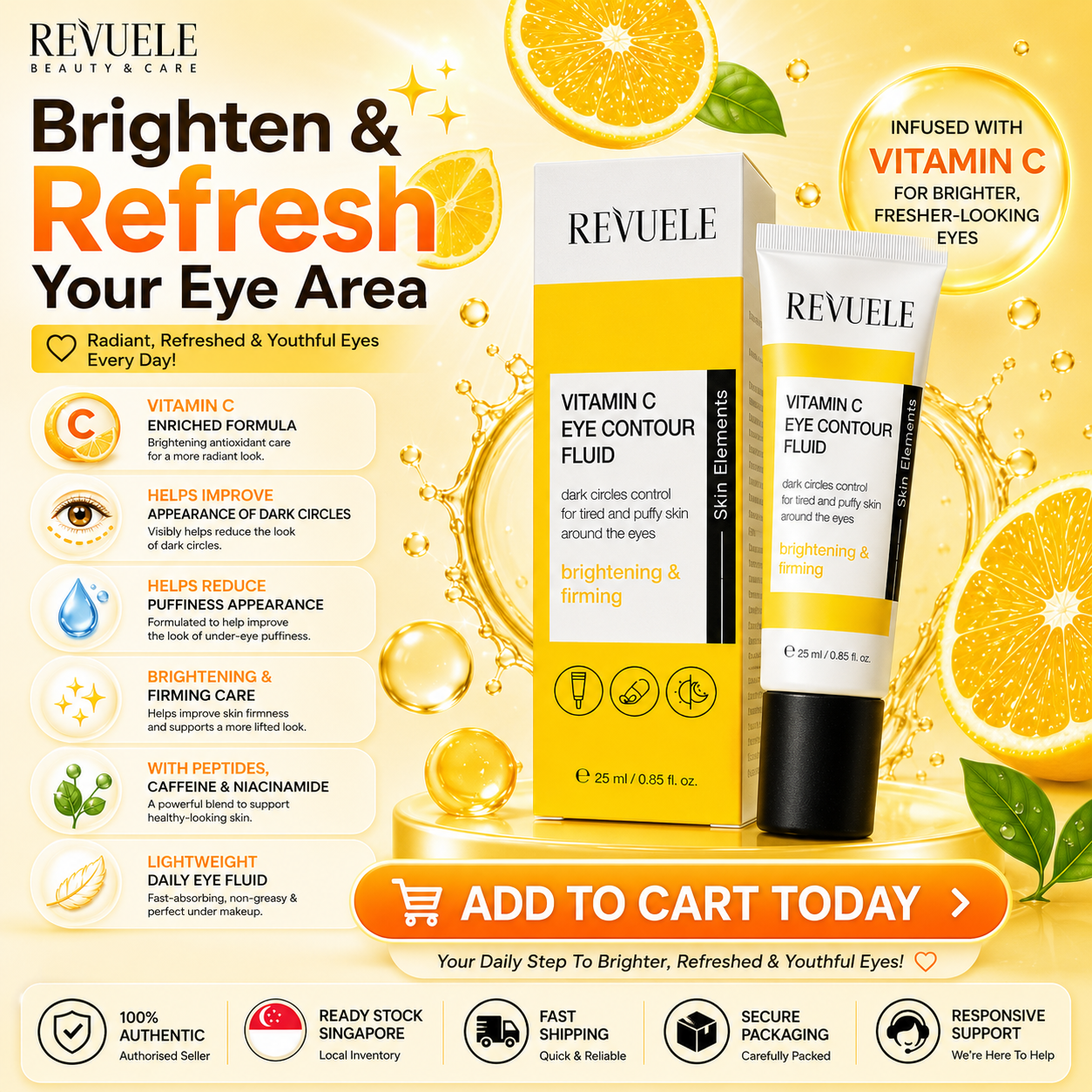 Revuele Vitamin C Eye Contour Fluid 25ml – Brightening, Firming & Anti-Dark Circles