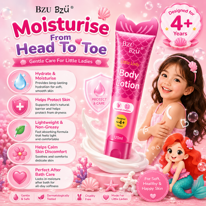 BZU BZU Little Lady Skincare Series | Facial Cleansing Mousse 100ml | Facial Cream 50ml | Body Lotion 120ml | For Girls 4+ Years