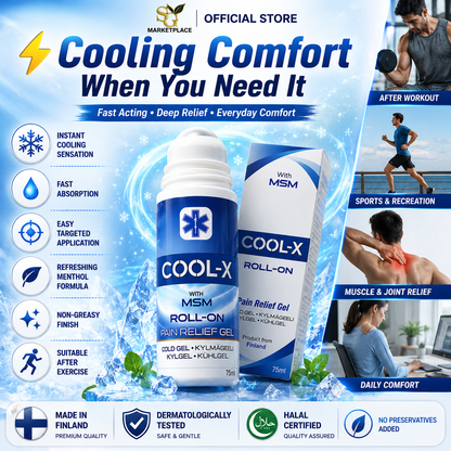 Cool-X Roll-On Pain Relief Gel 75ml | MSM Cold Gel for Joint & Muscle Relief