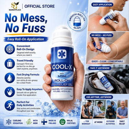 Cool-X Roll-On Pain Relief Gel 75ml | MSM Cold Gel for Joint & Muscle Relief