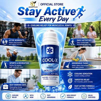 Cool-X Roll-On Pain Relief Gel 75ml | MSM Cold Gel for Joint & Muscle Relief