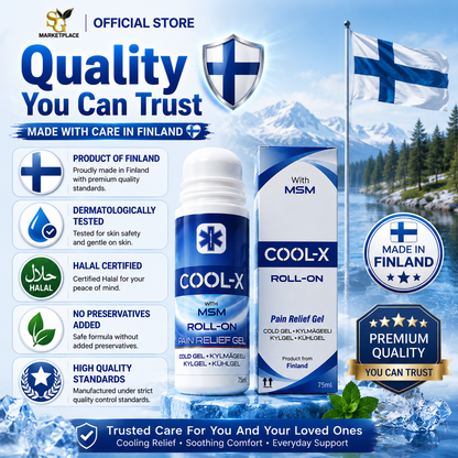 Cool-X Roll-On Pain Relief Gel 75ml | MSM Cold Gel for Joint & Muscle Relief