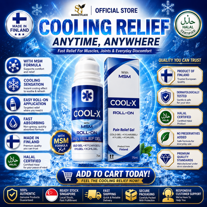 Cool-X Roll-On Pain Relief Gel 75ml | MSM Cold Gel for Joint & Muscle Relief