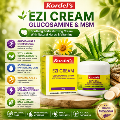 Kordel’s Ezi Cream | Glucosamine + MSM | Soothing Joint & Muscle Cream 100g