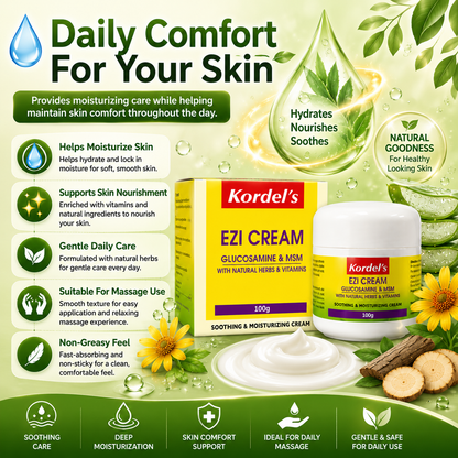 Kordel’s Ezi Cream | Glucosamine + MSM | Soothing Joint & Muscle Cream 100g