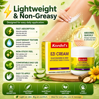 Kordel’s Ezi Cream | Glucosamine + MSM | Soothing Joint & Muscle Cream 100g