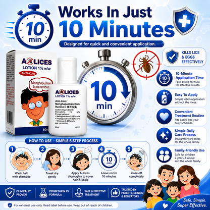 A-Lices Anti-Lice Lotion 1% | Fast Head Lice & Egg Removal | Safe for 2+
