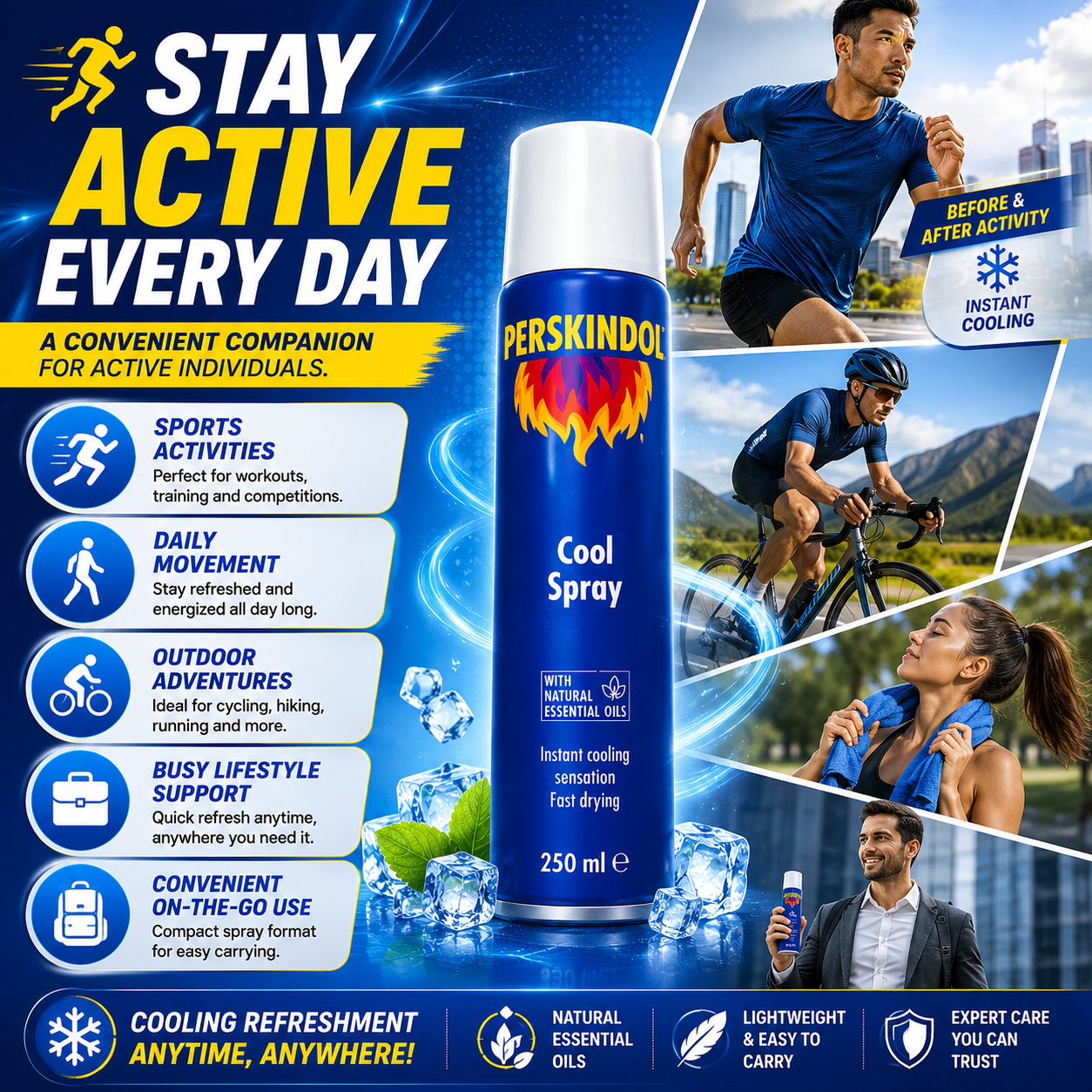 Perskindol Cool Spray 250ml Instant Muscle Joint Pain Relief Sports Injury Care