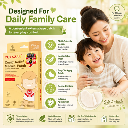 Yukazan Cough Relief Patch For Kids | Bamboo Herbal Extract Reduce Phlegm Fast