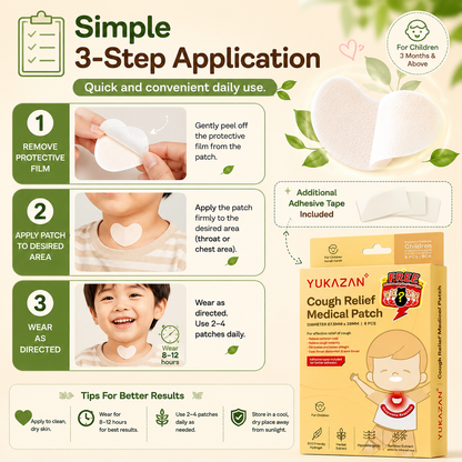 Yukazan Cough Relief Patch For Kids | Bamboo Herbal Extract Reduce Phlegm Fast
