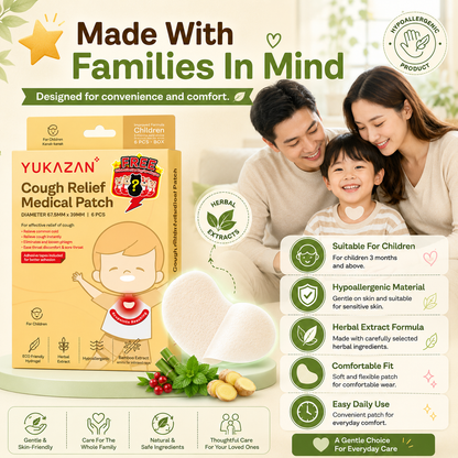 Yukazan Cough Relief Patch For Kids | Bamboo Herbal Extract Reduce Phlegm Fast