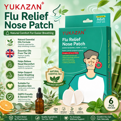 Yukazan Adults Flu Patch 6’S | Sinus, Stuffy Nose Relief | G6PD Friendly