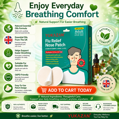 Yukazan Adults Flu Patch 6’S | Sinus, Stuffy Nose Relief | G6PD Friendly
