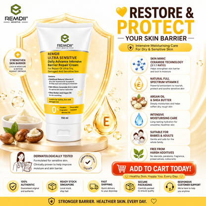 Remdii Ultra Sensitive Daily Advance Intensive Barrier Repair Cream 150ml | Steroid-Free & Clinically Proven