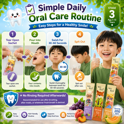 Disney Zootopia BZU BzÜ DentiBiome Kids Anticavity Mouthwash Stage 3 (Age 7–12 Years) | Fluoride 200ppm | Alcohol-Free | 15 Sachets