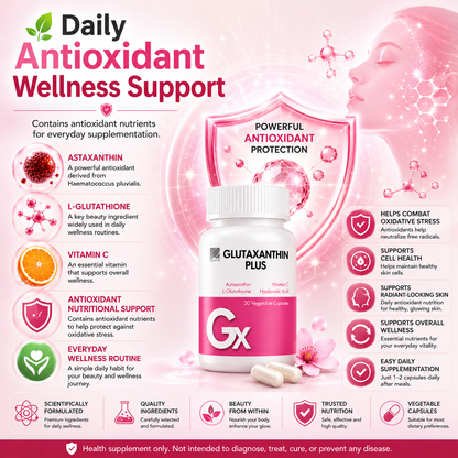 Glutaxanthin Plus (30s) with Astaxanthin, L-Glutathione, Vitamin C, and Hyaluronic Acid