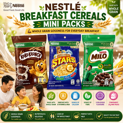 NESTLÉ Breakfast Cereals Mini Packs 25g | Koko Krunch | Honey Stars | Milo Cereal