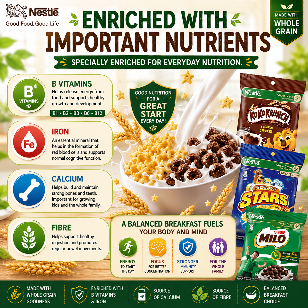 NESTLÉ Breakfast Cereals Mini Packs 25g | Koko Krunch | Honey Stars | Milo Cereal