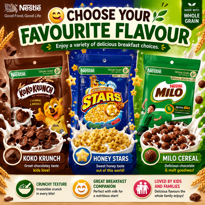 NESTLÉ Breakfast Cereals Mini Packs 25g | Koko Krunch | Honey Stars | Milo Cereal