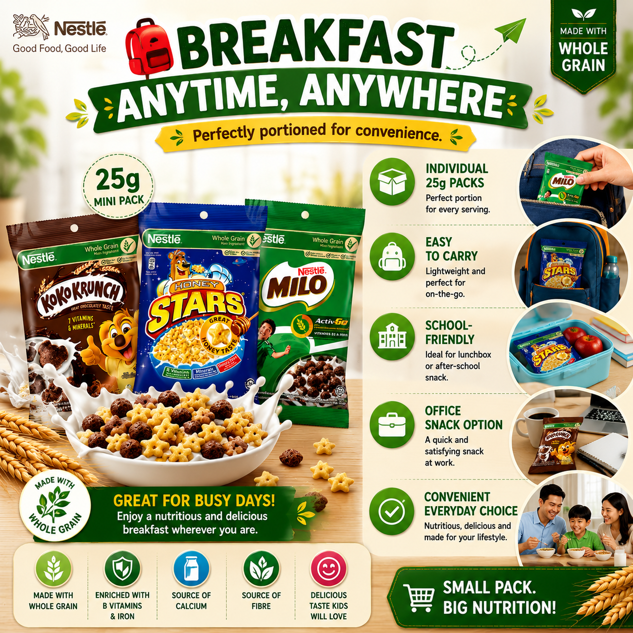 NESTLÉ Breakfast Cereals Mini Packs 25g | Koko Krunch | Honey Stars | Milo Cereal