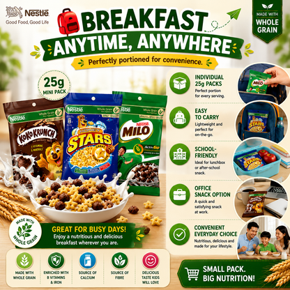 NESTLÉ Breakfast Cereals Mini Packs 25g | Koko Krunch | Honey Stars | Milo Cereal