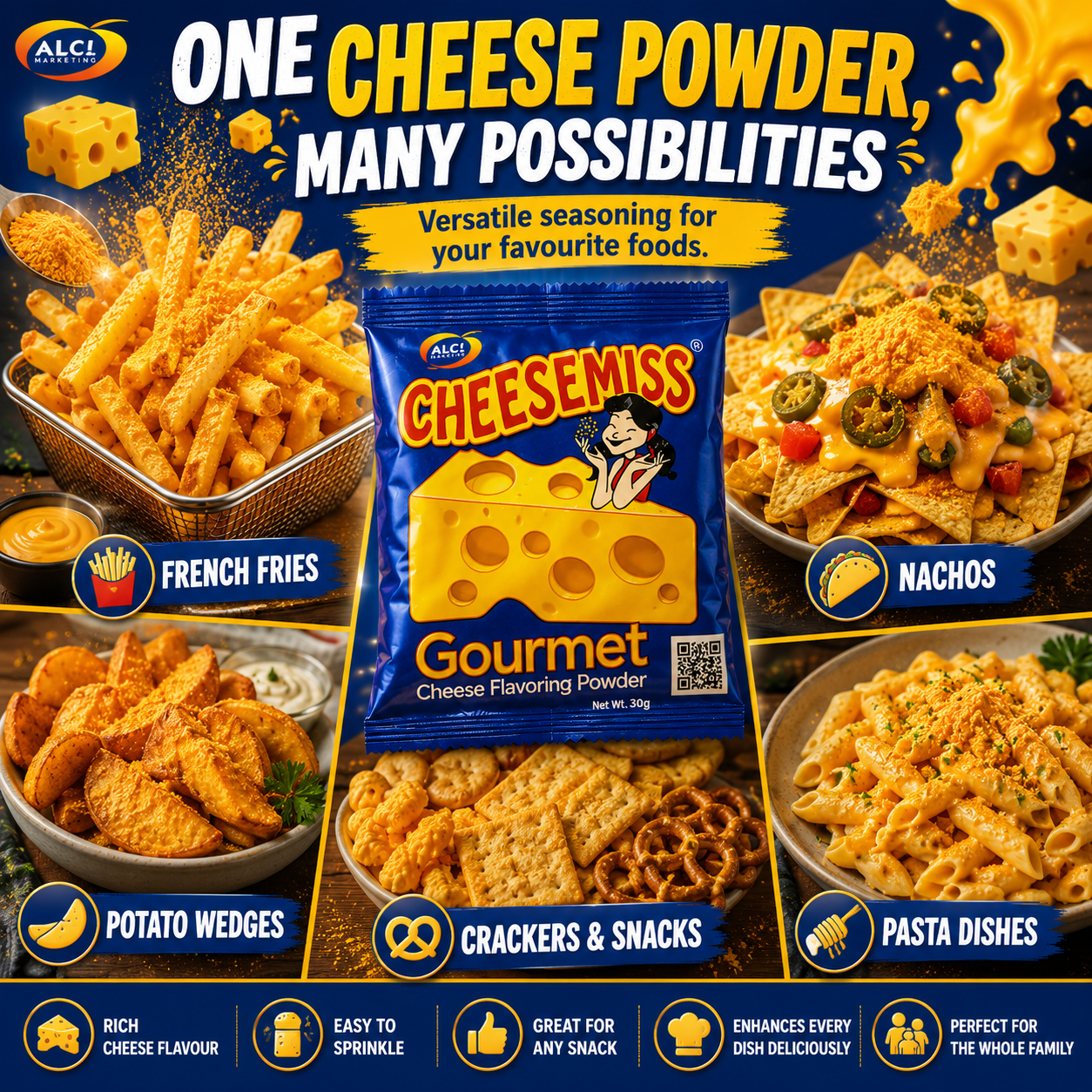CHEESEMISS Gourmet Cheese Flavoring Powder 30g | Premium Cheese Powder | Popcorn Cheese Seasoning | Fries Cheese Powder | Snack Seasoning
