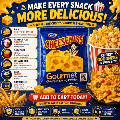 CHEESEMISS Gourmet Cheese Flavoring Powder 30g | Premium Cheese Powder | Popcorn Cheese Seasoning | Fries Cheese Powder | Snack Seasoning