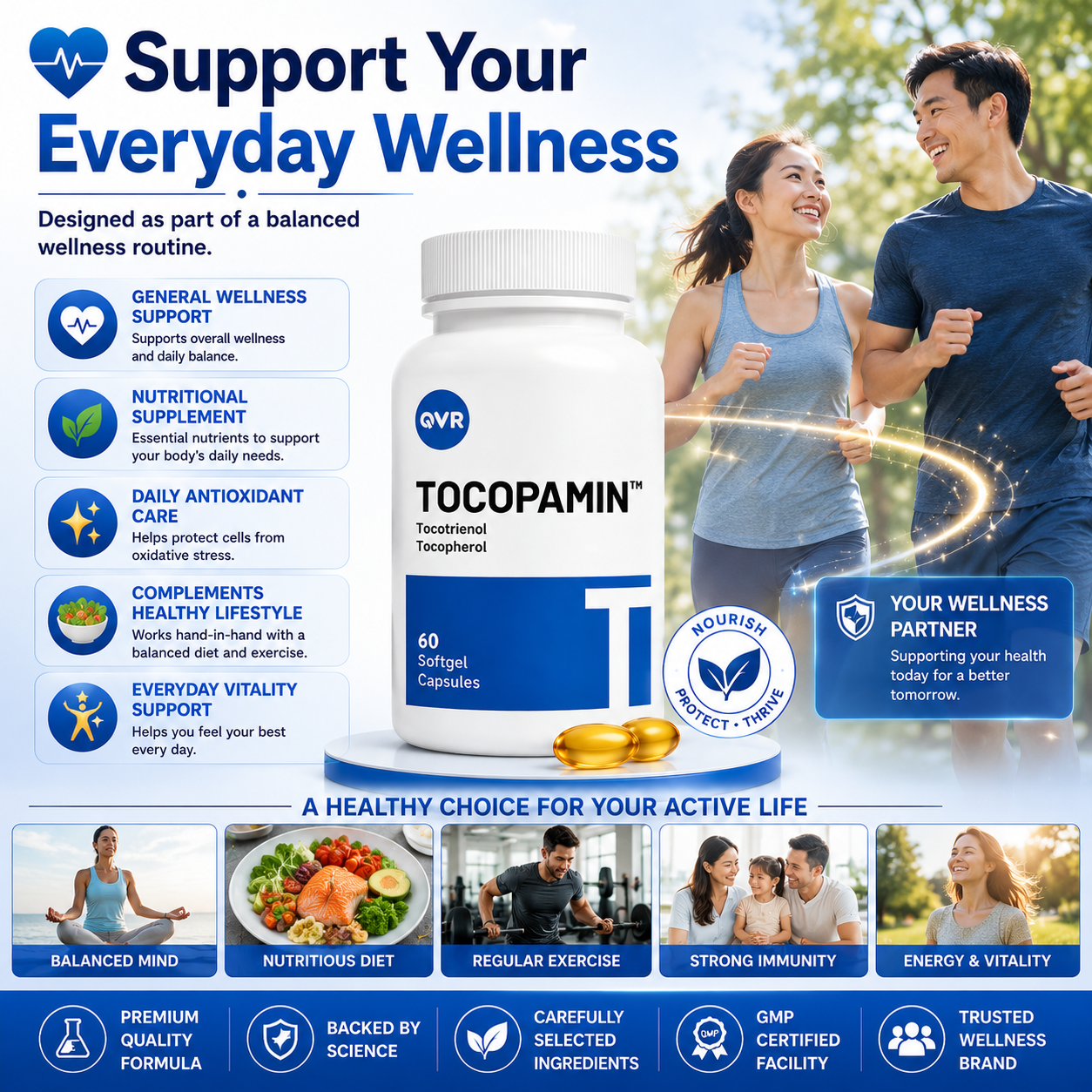 Tocopamin™ 120mg | 60 Softgels Heart Liver Brain Support Antioxidant Supplement