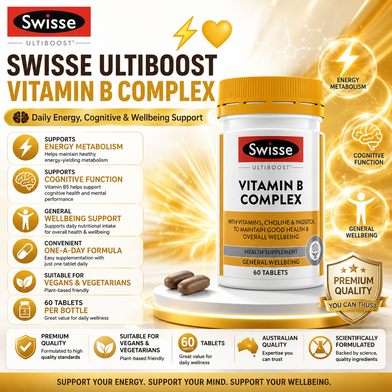 Swisse Ultiboost Vitamin B Complex 60 Tablets
