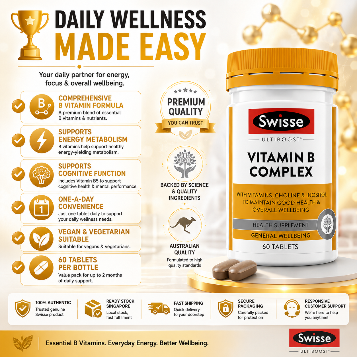 Swisse Ultiboost Vitamin B Complex 60 Tablets