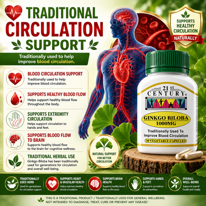 21st Century Ginkgo Biloba 1000mg | Blood Circulation & Brain Support Supplement