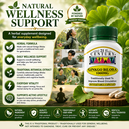 21st Century Ginkgo Biloba 1000mg | Blood Circulation & Brain Support Supplement