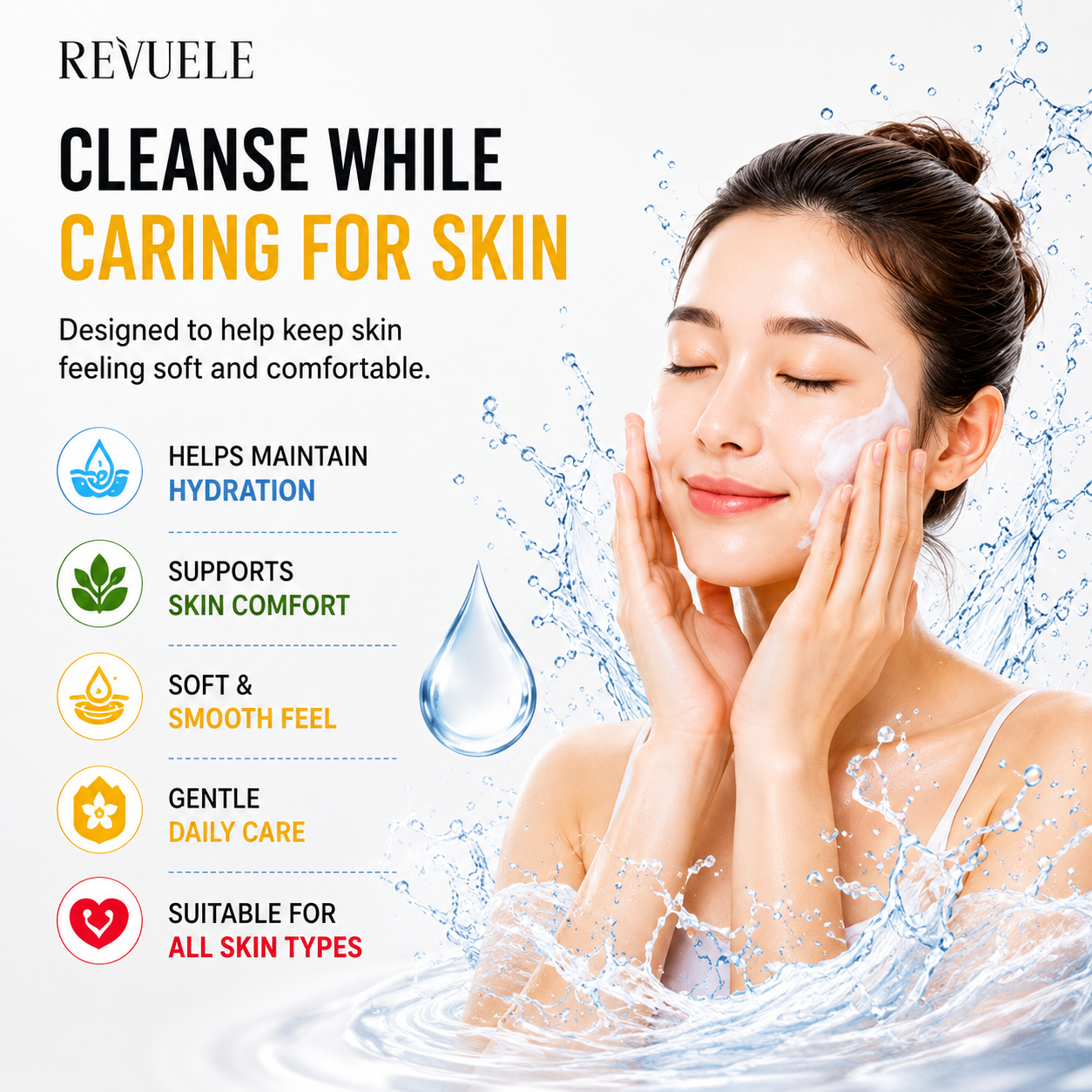 Revuele Vitamin C Facial Cream Cleanser 150ml – Brightening & Hydration