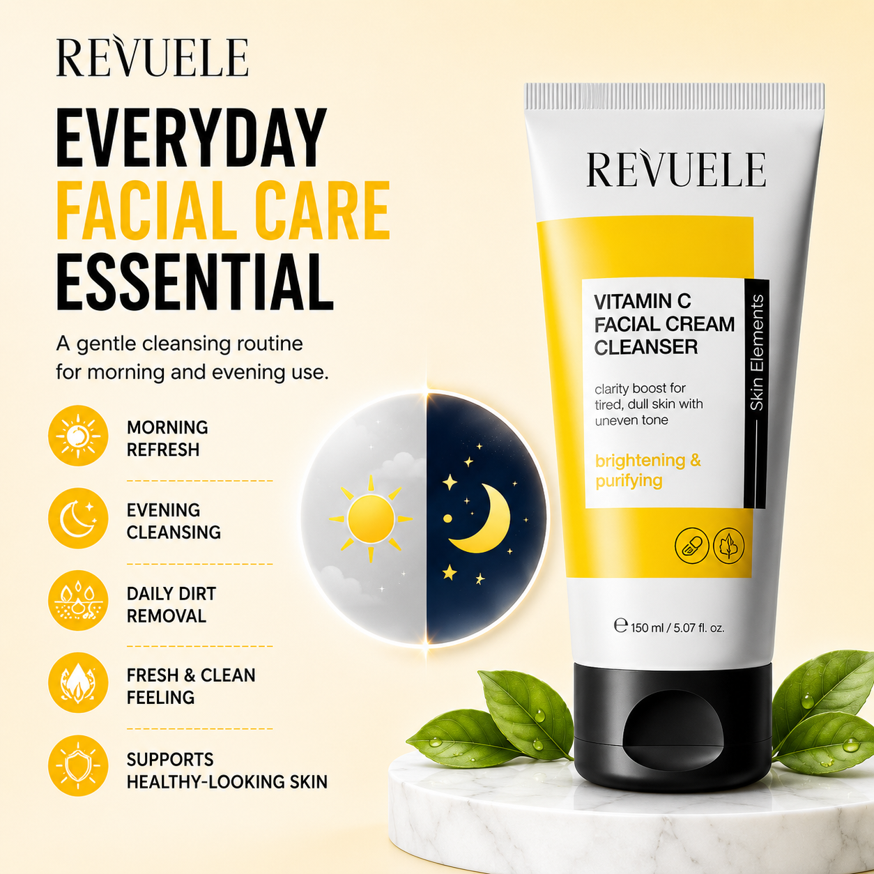 Revuele Vitamin C Facial Cream Cleanser 150ml – Brightening & Hydration