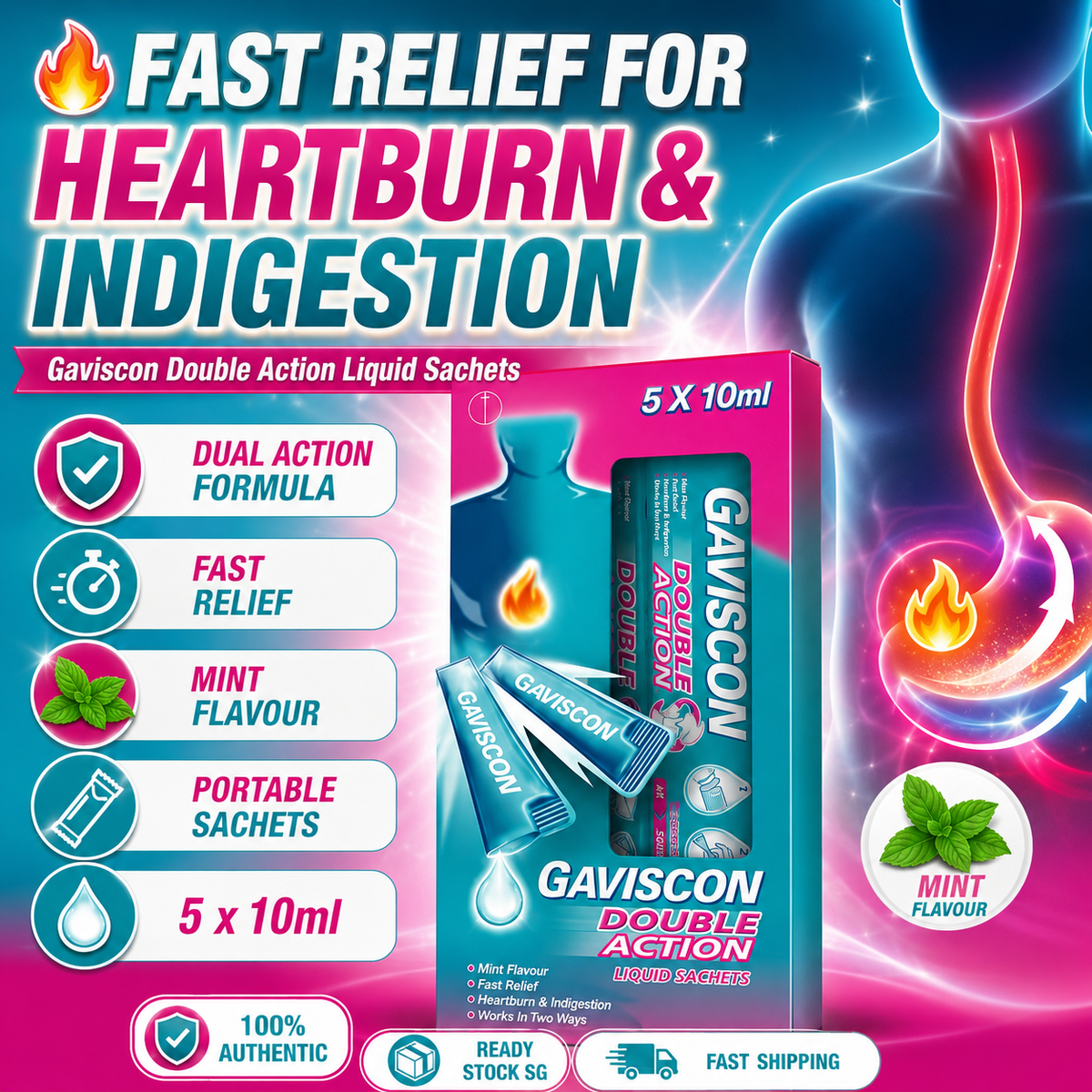GAVISCON Double Action Liquid 10ml 5s