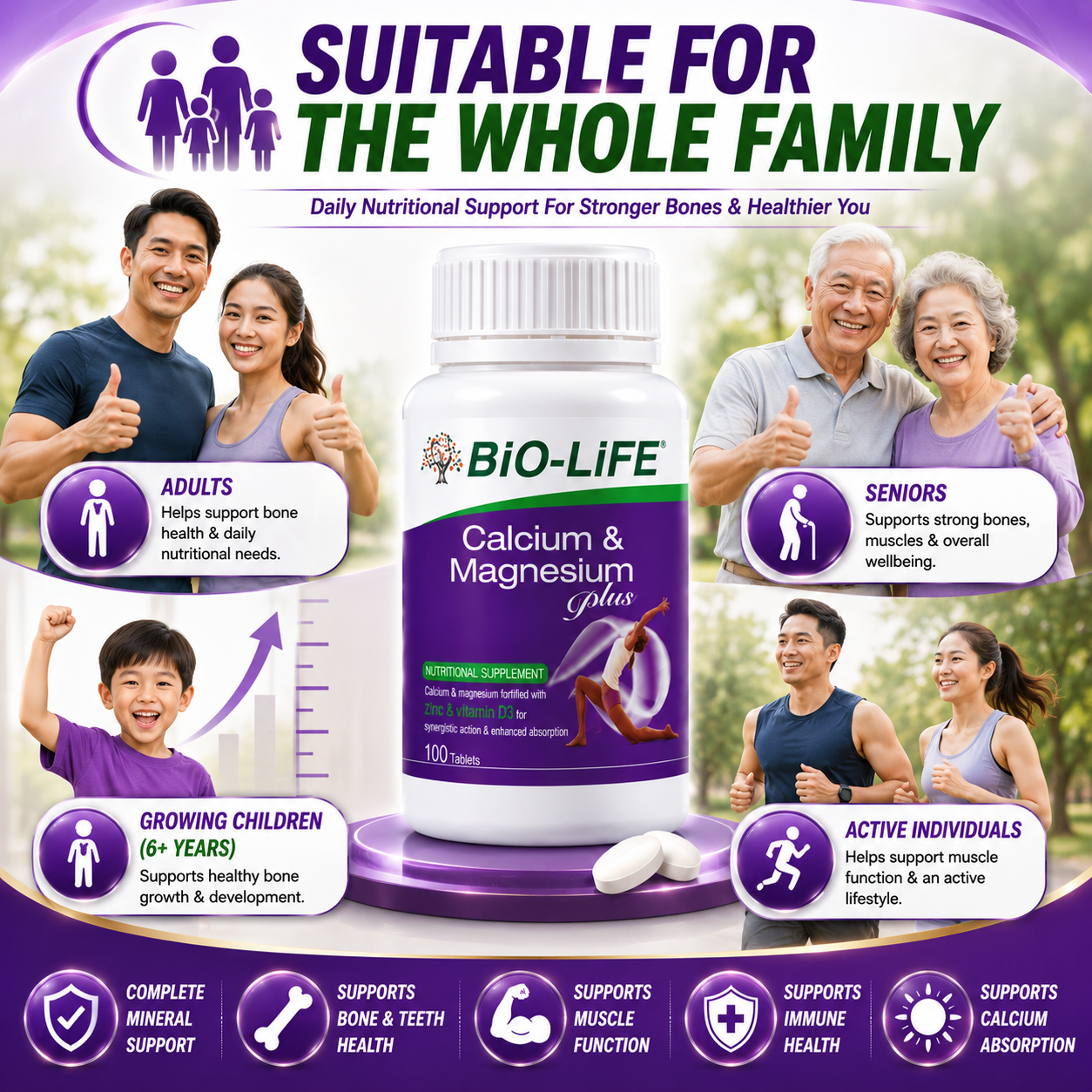 Bio-Life Calcium And Magnesium Plus 100 Tablets | Bone And Muscle Support