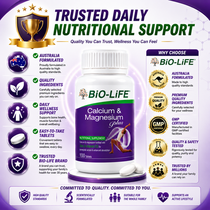 Bio-Life Calcium And Magnesium Plus 100 Tablets | Bone And Muscle Support